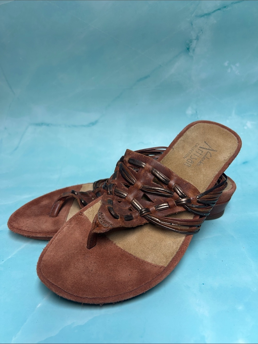 Clarks Artisan Brown Sandal Womens Strappy Leather Size 6